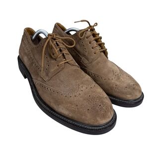 J.Crew Wingtip Oxford Mens 12 Brown Suede Brogue Lug Sole Dress Shoes 67418